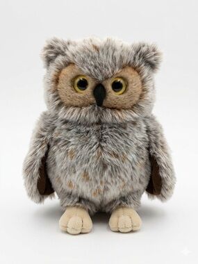 Nature Planet Owl Plush Gray Realistic Stuffed Animal Soft Toy 9”